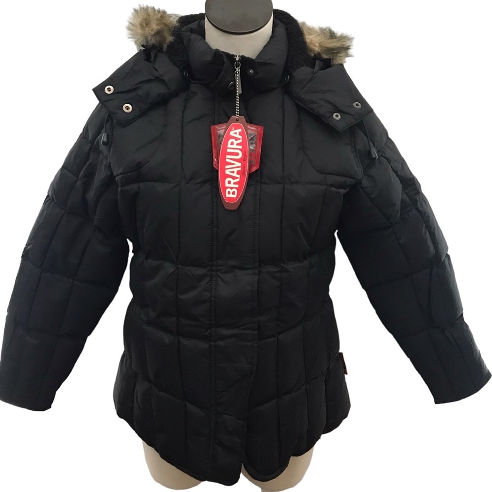 Black Bravura Down Puffer Coat Small S